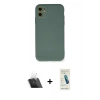 MARSİLYAN™- iPhone 11 Kılıf Ahenk Serisi - Şeffaf Pasifik Cam Ekran Koruyucu + Kamera Lens Koruma Cam - SF