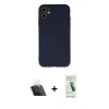 MARSİLYAN™- iPhone 11 Kılıf Ahenk Serisi - Şeffaf Pasifik Cam Ekran Koruyucu + Kamera Lens Koruma Cam - SF