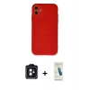 MARSİLYAN™- iPhone 11 Kılıf Ahenk Serisi - Şeffaf Pasifik Cam Ekran Koruyucu + PVD Metal Kamera Lens - SH