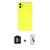 MARSİLYAN™- iPhone 11 Kılıf Ahenk Serisi - Şeffaf Pasifik Cam Ekran Koruyucu + PVD Metal Kamera Lens - SH