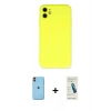 MARSİLYAN™- iPhone 11 Kılıf Ahenk Serisi - Şeffaf Pasifik Cam Ekran Koruyucu + Neon Fosforlu Kamera Lens - TU
