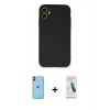 MARSİLYAN™- iPhone 11 Kılıf Ahenk Serisi - Şeffaf Pasifik Cam Ekran Koruyucu + Neon Fosforlu Kamera Lens - TU