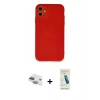 MARSİLYAN™- iPhone 11 Kılıf Ahenk Serisi - Şeffaf Pasifik Cam Ekran Koruyucu + Pers Alüminyum Kamera Lens - YL