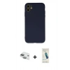 MARSİLYAN™- iPhone 11 Kılıf Ahenk Serisi - Şeffaf Pasifik Cam Ekran Koruyucu + Pers Alüminyum Kamera Lens - YL