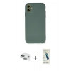 MARSİLYAN™- iPhone 11 Kılıf Ahenk Serisi - Şeffaf Pasifik Cam Ekran Koruyucu + Pers Alüminyum Kamera Lens - YL