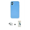 MARSİLYAN™- iPhone 11 Kılıf Ahenk Serisi - Şeffaf Pasifik Cam Ekran Koruyucu + Pers Alüminyum Kamera Lens - YL