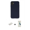MARSİLYAN™- iPhone 11 Kılıf Ahenk Serisi - Şeffaf Pasifik Cam Ekran Koruyucu + Renkli Kamera Lens Koruma Cam - YL