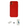 MARSİLYAN™- iPhone 11 Kılıf Ahenk Serisi - Şeffaf Pasifik Cam Ekran Koruyucu + Renkli Kamera Lens Koruma Cam - YL