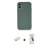 MARSİLYAN™- iPhone 11 Kılıf Ahenk Serisi - Şeffaf Pasifik Cam Ekran Koruyucu + Renkli Kamera Lens Koruma Cam - YL