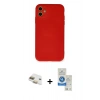 MARSİLYAN™- iPhone 11 Kılıf Ahenk Serisi - Şeffaf Royal Nano Ekran Koruyucu + Pers Alüminyum Kamera Lens - GD
