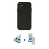 MARSİLYAN™- iPhone 11 Kılıf Ahenk Serisi - Şeffaf Royal Nano Ekran Koruyucu + Raze Metal Kamera Lens - MI