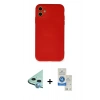 MARSİLYAN™- iPhone 11 Kılıf Ahenk Serisi - Şeffaf Royal Nano Ekran Koruyucu + Raze Metal Kamera Lens - MI