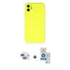 MARSİLYAN™- iPhone 11 Kılıf Ahenk Serisi - Şeffaf Royal Nano Ekran Koruyucu + Pers Alüminyum Kamera Lens - GI