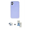MARSİLYAN™- iPhone 11 Kılıf Ahenk Serisi - Şeffaf Royal Nano Ekran Koruyucu + Pers Alüminyum Kamera Lens - GI