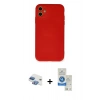 MARSİLYAN™- iPhone 11 Kılıf Ahenk Serisi - Şeffaf Royal Nano Ekran Koruyucu + Pers Alüminyum Kamera Lens - GI
