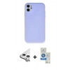 MARSİLYAN™- iPhone 11 Kılıf Ahenk Serisi - Şeffaf Royal Nano Ekran Koruyucu + Raze Metal Kamera Lens - GS