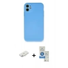 MARSİLYAN™- iPhone 11 Kılıf Ahenk Serisi - Şeffaf Royal Nano Ekran Koruyucu + Renkli Kamera Lens Koruma Cam - SI