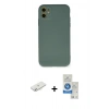 MARSİLYAN™- iPhone 11 Kılıf Ahenk Serisi - Şeffaf Royal Nano Ekran Koruyucu + Renkli Kamera Lens Koruma Cam - SI