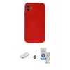 MARSİLYAN™- iPhone 11 Kılıf Ahenk Serisi - Şeffaf Royal Nano Ekran Koruyucu + Renkli Kamera Lens Koruma Cam - SI