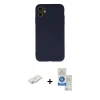 MARSİLYAN™- iPhone 11 Kılıf Ahenk Serisi - Şeffaf Royal Nano Ekran Koruyucu + Renkli Kamera Lens Koruma Cam - SI