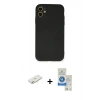 MARSİLYAN™- iPhone 11 Kılıf Ahenk Serisi - Şeffaf Royal Nano Ekran Koruyucu + Renkli Kamera Lens Koruma Cam - SI