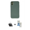 MARSİLYAN™- iPhone 11 Kılıf Ahenk Serisi - Şeffaf Royal Nano Ekran Koruyucu + Şeffaf Kamera Lens Koruma Cam