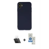 MARSİLYAN™- iPhone 11 Kılıf Ahenk Serisi - Şeffaf Royal Nano Ekran Koruyucu + Şeffaf Kamera Lens Koruma Cam