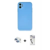 MARSİLYAN™- iPhone 11 Kılıf Ahenk Serisi - Şeffaf Uv Polymer Nano Ekran Koruyucu + Gökkuşağı Pers Alüminyum Kamera Lens