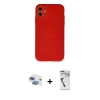 MARSİLYAN™- iPhone 11 Kılıf Ahenk Serisi - Şeffaf Uv Polymer Nano Ekran Koruyucu + Gökkuşağı Pers Alüminyum Kamera Lens