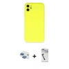 MARSİLYAN™- iPhone 11 Kılıf Ahenk Serisi - Şeffaf Uv Polymer Nano Ekran Koruyucu + Gökkuşağı Pers Alüminyum Kamera Lens