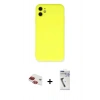 MARSİLYAN™- iPhone 11 Kılıf Ahenk Serisi - Şeffaf Uv Polymer Nano Ekran Koruyucu + Kırmızı Pers Alüminyum Kamera Lens