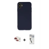 MARSİLYAN™- iPhone 11 Kılıf Ahenk Serisi - Şeffaf Uv Polymer Nano Ekran Koruyucu + Kırmızı Pers Alüminyum Kamera Lens