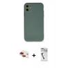 MARSİLYAN™- iPhone 11 Kılıf Ahenk Serisi - Şeffaf Uv Polymer Nano Ekran Koruyucu + Kırmızı Pers Alüminyum Kamera Lens