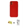 MARSİLYAN™- iPhone 11 Kılıf Ahenk Serisi - Şeffaf Uv Polymer Nano Ekran Koruyucu + Rainbow Kamera Lens Koruma Cam - KI