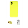 MARSİLYAN™- iPhone 11 Kılıf Ahenk Serisi - Şeffaf Uv Polymer Nano Ekran Koruyucu + Rainbow Kamera Lens Koruma Cam - KI