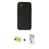 MARSİLYAN™- iPhone 11 Kılıf Ahenk Serisi - Şeffaf Uv Polymer Nano Ekran Koruyucu + Rainbow Kamera Lens Koruma Cam - KI