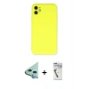 MARSİLYAN™- iPhone 11 Kılıf Ahenk Serisi - Şeffaf Uv Polymer Nano Ekran Koruyucu + Raze Metal Kamera Lens - MI