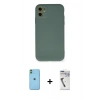 MARSİLYAN™- iPhone 11 Kılıf Ahenk Serisi - Şeffaf Uv Polymer Nano Ekran Koruyucu + Neon Fosforlu Kamera Lens - YL