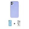 MARSİLYAN™- iPhone 11 Kılıf Ahenk Serisi - Şeffaf Uv Polymer Nano Ekran Koruyucu + Neon Fosforlu Kamera Lens - YL