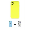 MARSİLYAN™- iPhone 11 Kılıf Ahenk Serisi - Şeffaf Uv Polymer Nano Ekran Koruyucu + Neon Fosforlu Kamera Lens - YL