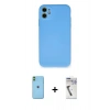 MARSİLYAN™- iPhone 11 Kılıf Ahenk Serisi - Şeffaf Uv Polymer Nano Ekran Koruyucu + Neon Fosforlu Kamera Lens - YL