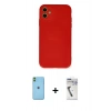 MARSİLYAN™- iPhone 11 Kılıf Ahenk Serisi - Şeffaf Uv Polymer Nano Ekran Koruyucu + Neon Fosforlu Kamera Lens - YL