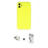 MARSİLYAN™- iPhone 11 Kılıf Ahenk Serisi - Şeffaf Uv Polymer Nano Ekran Koruyucu + Pers Alüminyum Kamera Lens - GD