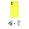 MARSİLYAN™- iPhone 11 Kılıf Ahenk Serisi - Şeffaf Uv Polymer Nano Ekran Koruyucu + Raze Metal Kamera Lens - KI