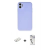 MARSİLYAN™- iPhone 11 Kılıf Ahenk Serisi - Şeffaf Uv Polymer Nano Ekran Koruyucu + Renkli Kamera Lens Koruma Cam - PE