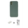 MARSİLYAN™- iPhone 11 Kılıf Ahenk Serisi - Şeffaf Uv Polymer Nano Ekran Koruyucu + Renkli Kamera Lens Koruma Cam - SI