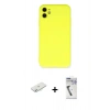 MARSİLYAN™- iPhone 11 Kılıf Ahenk Serisi - Şeffaf Uv Polymer Nano Ekran Koruyucu + Renkli Kamera Lens Koruma Cam - SI