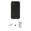 MARSİLYAN™- iPhone 11 Kılıf Ahenk Serisi - Şeffaf Uv Polymer Nano Ekran Koruyucu + Renkli Kamera Lens Koruma Cam - SI