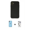 MARSİLYAN™- iPhone 11 Kılıf Ahenk Serisi - Şeffaf Uv Polymer Nano Ekran Koruyucu + Neon Fosforlu Kamera Lens - TU