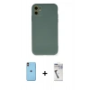 MARSİLYAN™- iPhone 11 Kılıf Ahenk Serisi - Şeffaf Uv Polymer Nano Ekran Koruyucu + Neon Fosforlu Kamera Lens - TU